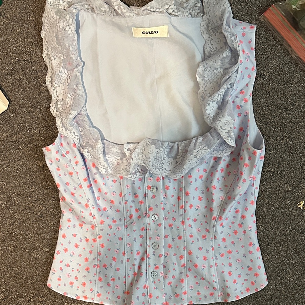 Danielle Guizio Paloma Lace Top in Wildflower